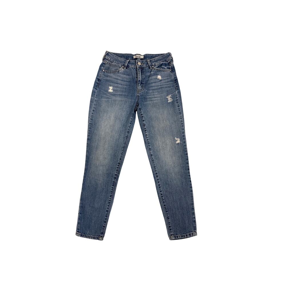 Refuge Jeans Blue Denim Distressed Everyday Capsule Boyfriend Jeans Size 2